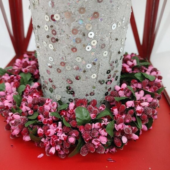 Indoor And Outdoor Red Glass Metal Hanging Candle Impressions Lantern Vintage - Picture 12 of 12